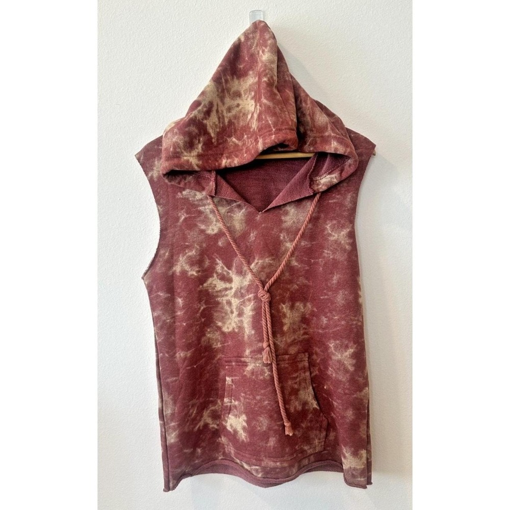 Ya Los Angeles Red Rust, Acid Wash Pullover Hooded Sweatshirt